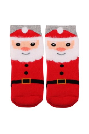 KIRMIZI SOKET NOEL BABA CHRISTMAS TEMALI HAVLU ÇORAP 1-2 YAŞ