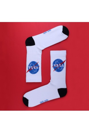 BEYAZ SPORT NASA GEZEGEN DESENLİ ÇORAP BEYAZ SPORT NASA GEZEGEN DESENLİ ÇORAP