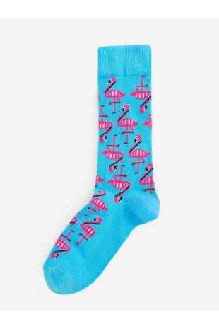 Flamingo Desenli Erkek Mavi Soket Çorap Flamingo Desenli Erkek Mavi Soket Çorap