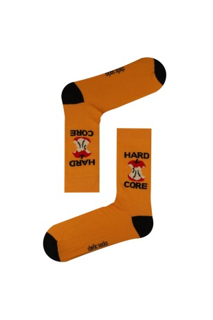 SARI SOKET HARD CORE ELMA DESENLİ ÇORAP