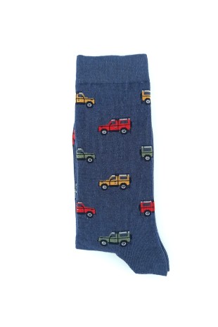 Jeep Araba Desenli Lacivert Soket Erkek Çorap