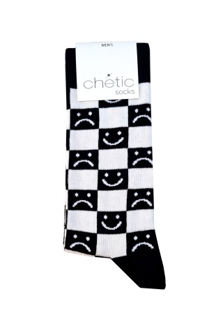 Mutlu-Mutsuz Emoji Damalı Erkek Soket Çorap