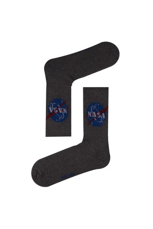 GRİ SOKET NASA GEZEGEN DESENLİ ÇORAP GRİ SOKET NASA GEZEGEN DESENLİ ÇORAP