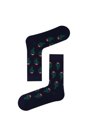 LACİVERT SOKET NOEL KAKTÜS DESENLİ ÇORAP LACİVERT SOKET NOEL KAKTÜS DESENLİ ÇORAP