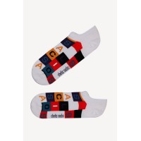 Harf Desenli Beyaz Sneaker Çorap