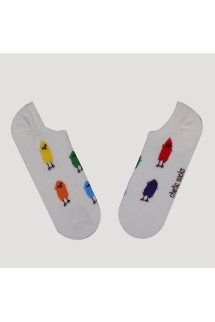KREM SNEAKER MULTİ RENKLİ CİVCİV DESENLİ ÇORAP