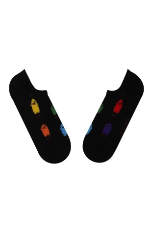 SİYAH SNEAKER MULTİ RENKLİ CİVCİV DESENLİ ÇORAP