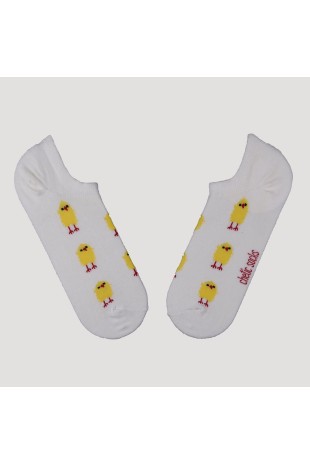 KREM SNEAKER  SARI CİVCİV DESENLİ ÇORAP
