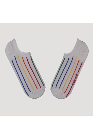 BEYAZ SNEAKER MULTİ ÇİZGİLİ DESENLİ ÇORAP