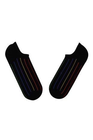 SİYAH SNEAKER MULTİ ÇİZGİLİ DESENLİ ÇORAP