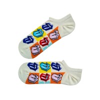 Dil Çıkaran Emojili Krem Sneaker Patik Çorap Dil Çıkaran Emojili Krem Sneaker Patik Çorap