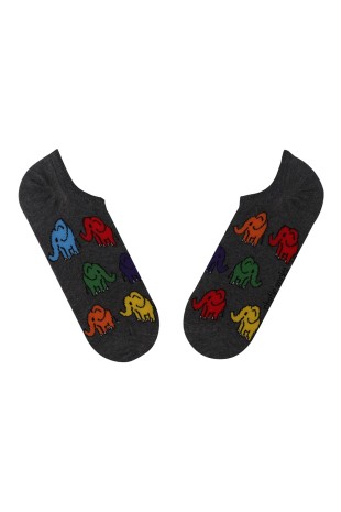 FÜME SNEAKER MULTİ RENKLİ FİL DESENLİ ÇORAP