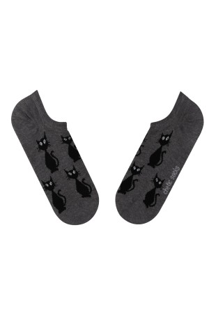 GRİ SNEAKER KARA KEDİ DESENLİ ÇORAP GRİ SNEAKER KARA KEDİ DESENLİ ÇORAP