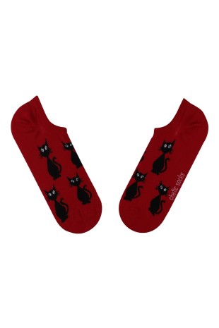 KIRMIZI SNEAKER KARA KEDİ DESENLİ ÇORAP KIRMIZI SNEAKER KARA KEDİ DESENLİ ÇORAP