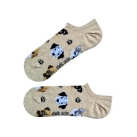 Köpekli Bej Sneaker Patik Çorap Köpekli Bej Sneaker Patik Çorap