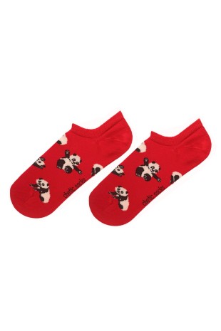 Panda Desenli Kırmızı Sneaker Çorap Panda Desenli Kırmızı Sneaker Çorap