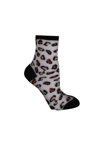 KAHVERENGİ SOKET TÜL LEOPAR DESENLİ ÇORAP KAHVERENGİ SOKET TÜL LEOPAR DESENLİ ÇORAP