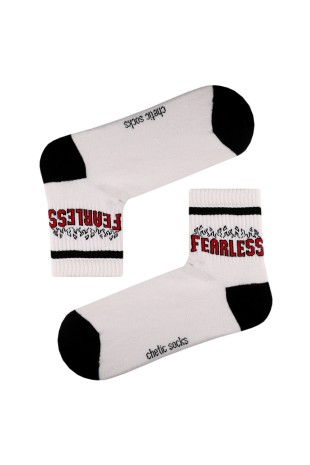 BEYAZ SPORT FEARLESS YAZILI TENİS ÇORAP