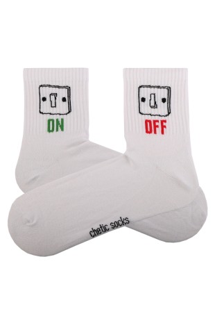 BEYAZ ON OFF DESENLİ TENİS ÇORAP