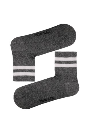 GRİ SPORT BEYAZ ŞERİTLİ TENİS ÇORAP