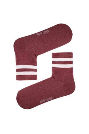 KIRÇILLI KIRMIZI SPORT BEYAZ ŞERİTLİ TENİS ÇORAP