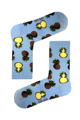 Ananas Desenli Mavi Soket Çorap
