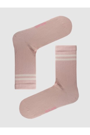 Çizgili Tenis Pembe Soket Çorap Çizgili Tenis Pembe Soket Çorap