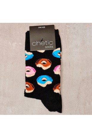 Siyah Soket Donut Desenli Çorap