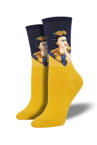 Frida Portre Desenli Hardal Soket Çorap Frida Portre Desenli Hardal Soket Çorap