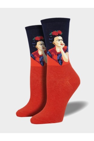 Frida Portre Desenli Kırmızı Soket Çorap Frida Portre Desenli Kırmızı Soket Çorap