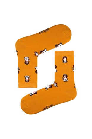 Hardal Soket Beagle Köpekli Çorap Hardal Soket Beagle Köpekli Çorap