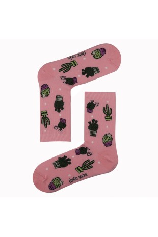 AÇIK PEMBE KAKTÜSGİLLER DESENLİ ÇORAP