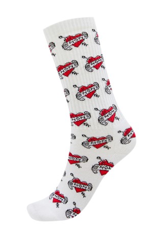 White Crew Love Patterned Socks