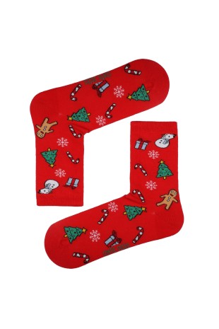 KIRMIZI SOKET NOEL CHRISTMAS DESENLİ ÇORAP