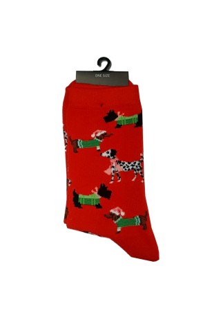 Kırmızı Soket Noel Köpek Desenli Çorap Kırmızı Soket Noel Köpek Desenli Çorap