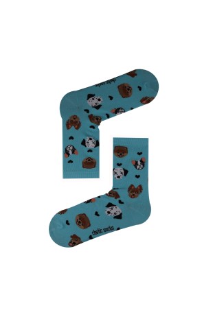 Blue Socket Dog Pattern Socks