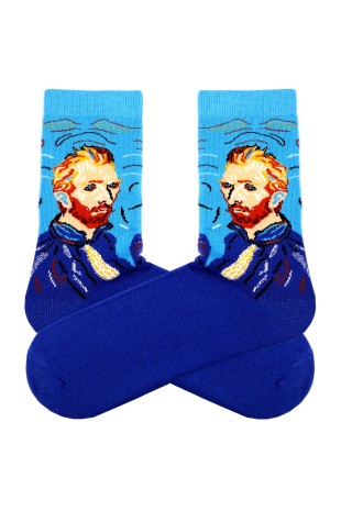 Mavi Soket Van Gogh Portre Çorap