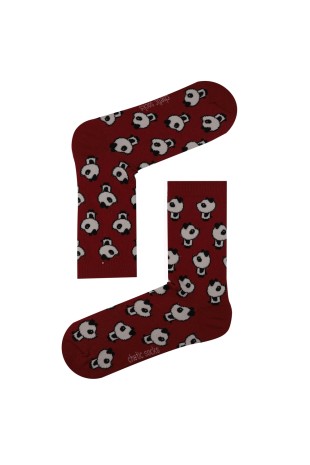 BORDO SOKET PANDA DESENLİ ÇORAP
