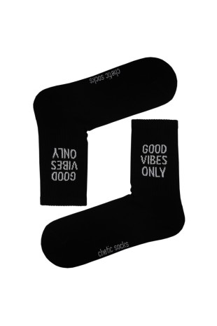 SİYAH SOKET GOOD VIBES ONLY YAZILI ÇORAP