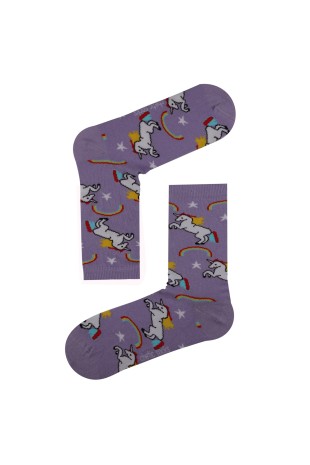 MOR SOKET UNICORN DESENLİ ÇORAP MOR SOKET UNICORN DESENLİ ÇORAP