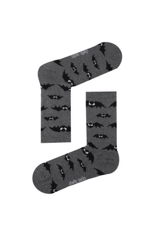 DARK GREY CREW BAT PATTERN SOCKS 