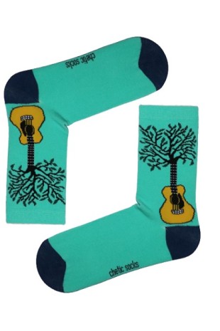  Green Socket Guitar Tree Patterned Socks