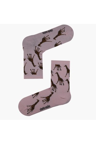PEMBE SOKET ZÜRAFA DESENLİ ÇORAP