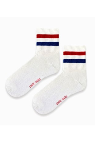 Multi Renk Çizgili Tenis Beyaz Spor Çorap
